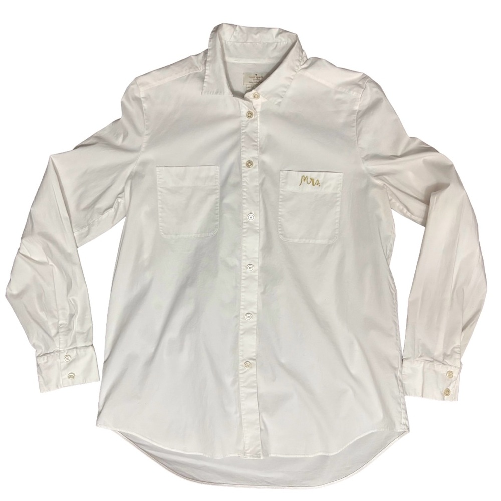 Kate Spade White Bridal Button Down Mrs. Shirt